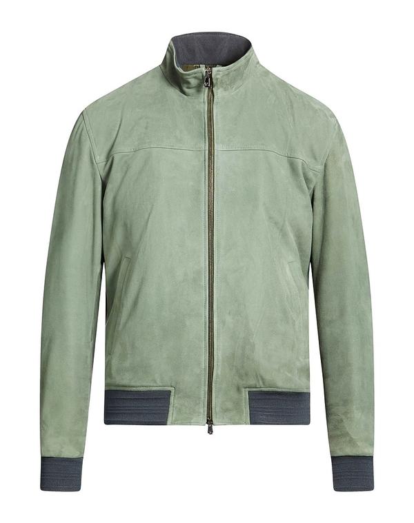 イザイア メンズ アウター 上衣・上衣 ISAIA なめし革上衣 Sage Green 緑であること