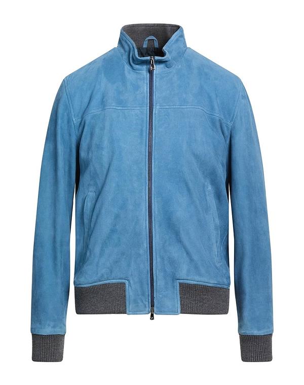 イザイア メンズ アウター 上衣・上衣 ISAIA なめし革上衣 Blue Gray 薄墨色