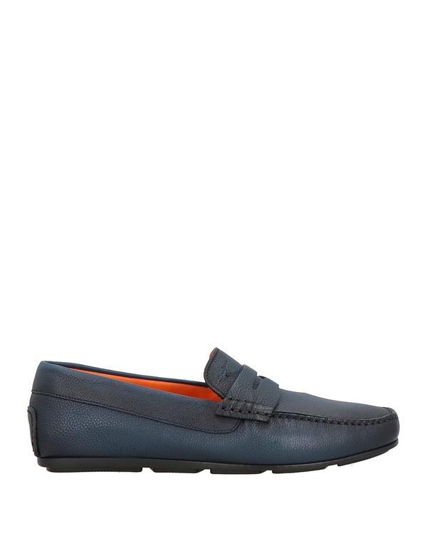 サントーニ メンズ シューズ スリッポン・ローファー SANTONI モカシン Midnight Blue 青色