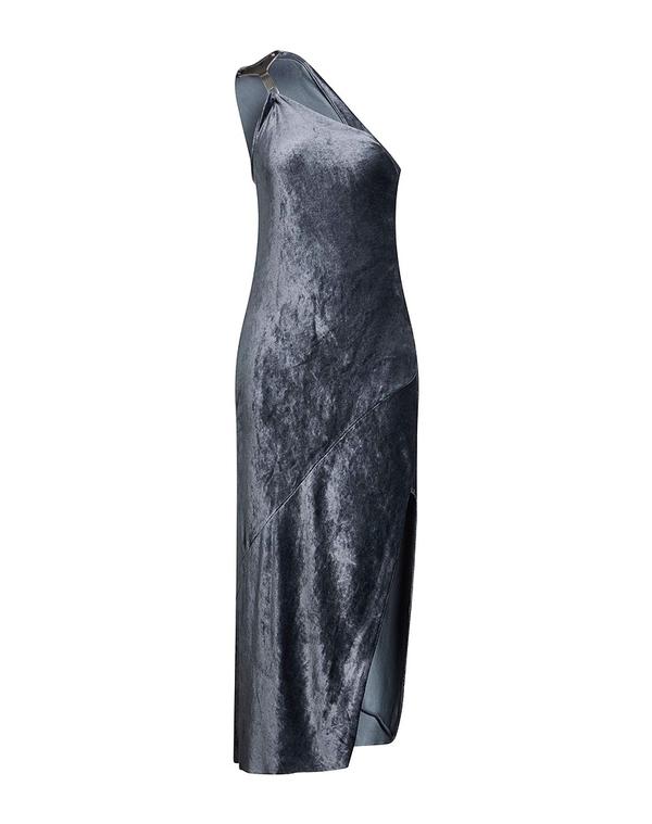 リックオウエンスリリーズ レディース ドレス ミディ丈ワンピース RICK OWENS LILIES ワンショルダードレス Gray グレー
