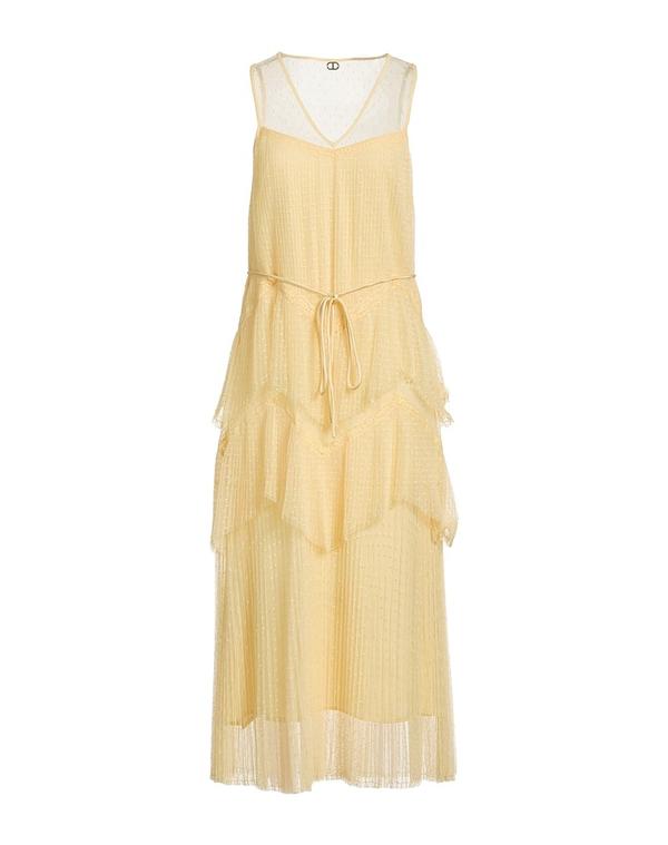 ツインセット レディース ドレス ミディ丈ワンピース TWINSET プリーツドレス Pastel Yellow イエロー 47,880円