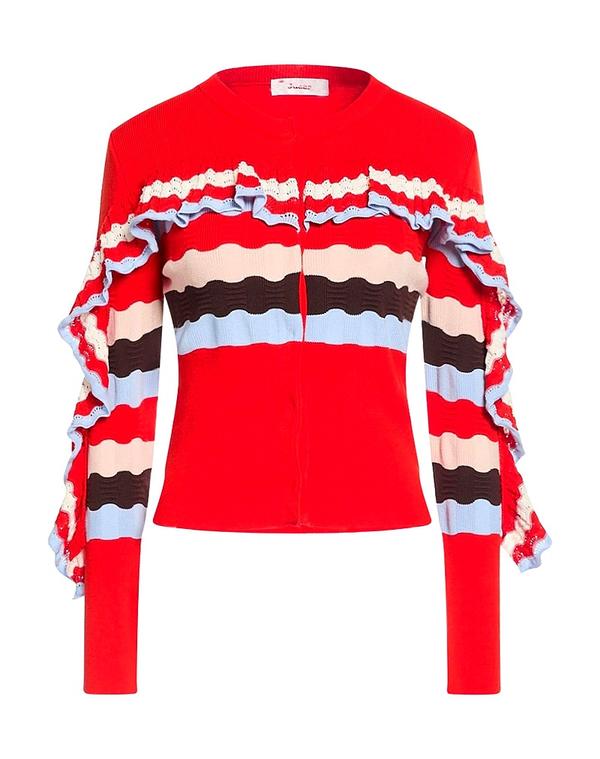 ユッカ レディース 編み物 ジレー JUCCA ジレー Red 赤いこと