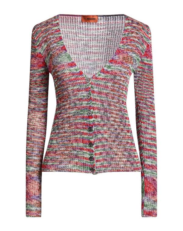 ミッソーニ レディース アウター ジレー MISSONI カシミール編み物 Red 赤いこと