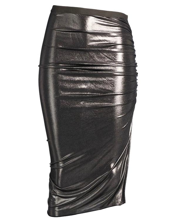 リックオウエンスリリーズ レディース 下つ方スコート RICK OWENS LILIES midi丈スコート Gunmetal 鉄砲金属元素 ボトムス-レディースファッション