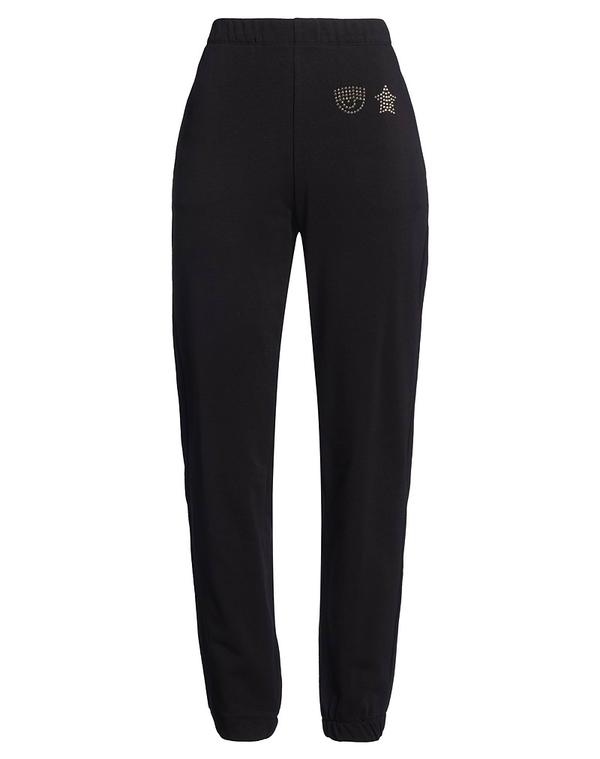 シアラフェラーニ レディース ボトムス 心地好いズボン下 CHIARA FERRAGNI スウェットパンツ Black 黒いこと