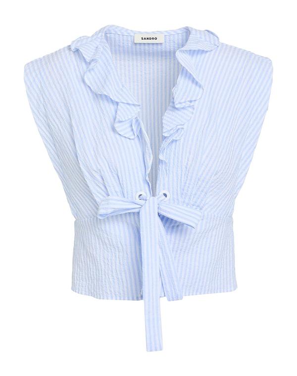 サンドロ レディース トップス シャツ SANDRO 柄入りシャツ&ブラウス Sky Blue ブルー