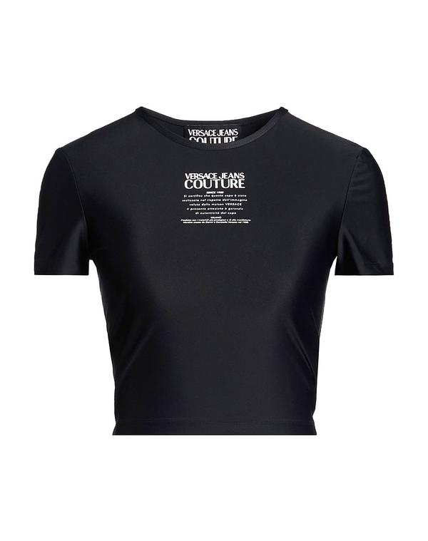 ヴェルサーチ レディース トップス ティーシャツ VERSACE JEANS COUTURE Ｔシャツ Black 黒いこと レディースファッション-トップス