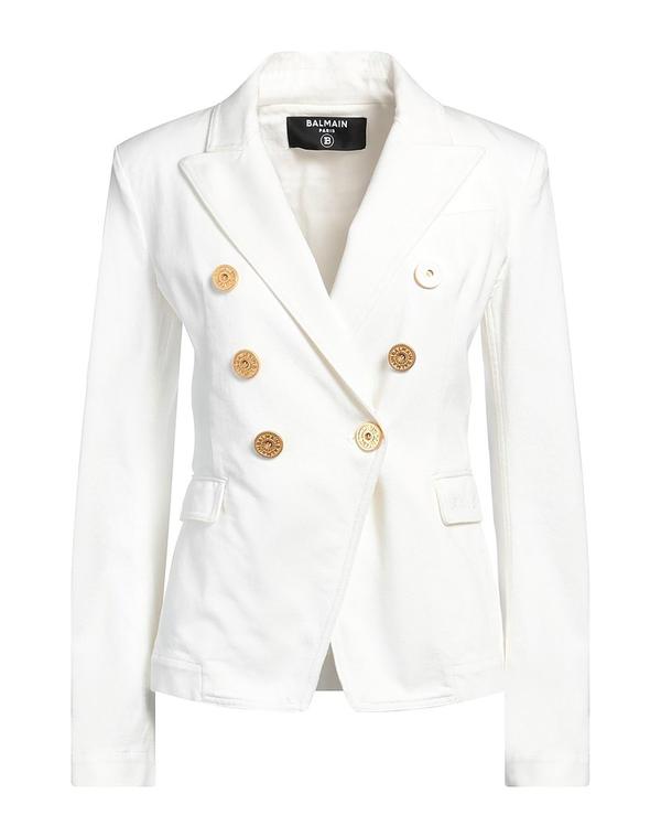 バルマン レディース アウター ジャケット・ブルゾン BALMAIN テーラードジャケット White ホワイト