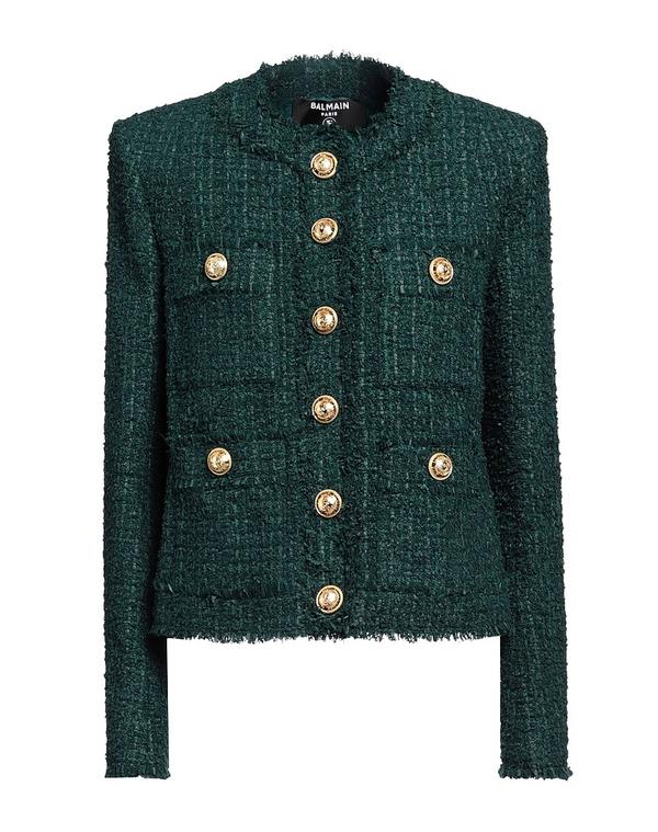 バルマン レディース アウター ジャケット・ブルゾン BALMAIN テーラードジャケット Dark Green グリーン