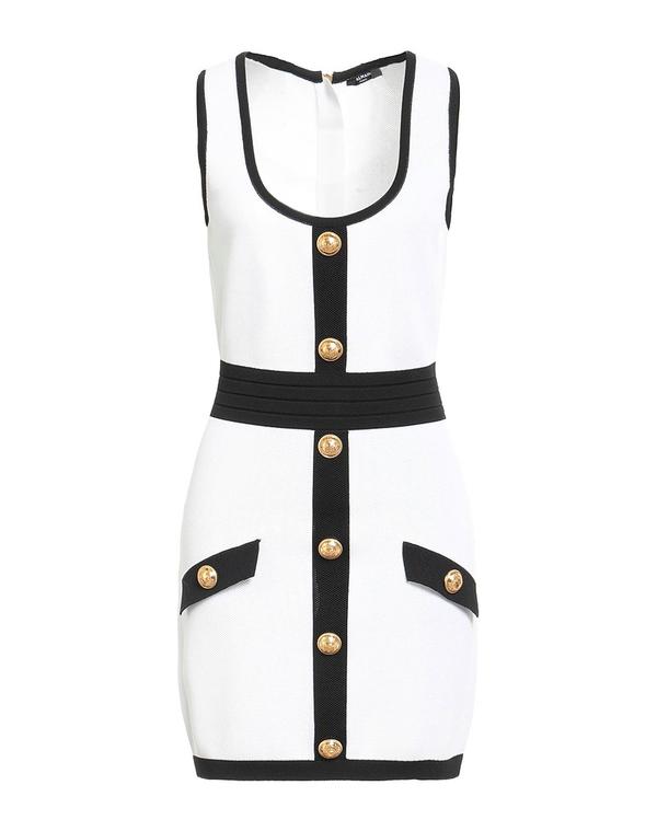 バルマン レディース トップス ワンピース BALMAIN ミニワンピース・ドレス White ホワイト｜ReVida 店