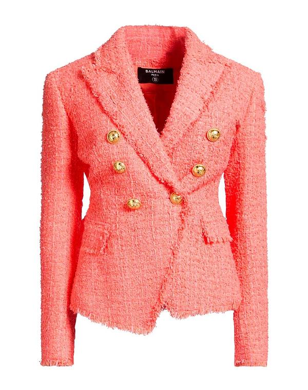 バルマン レディース アウター ジャケット・ブルゾン BALMAIN テーラードジャケット Coral コーラル