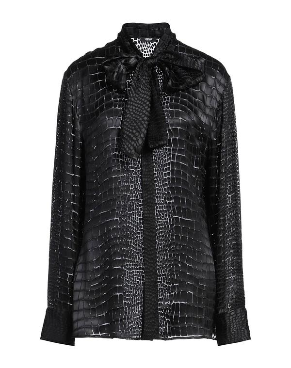 ヴェルサーチ レディース トップス シャツ VERSACE 無地シャツ&ブラウス Black ブラック|ReVida 店