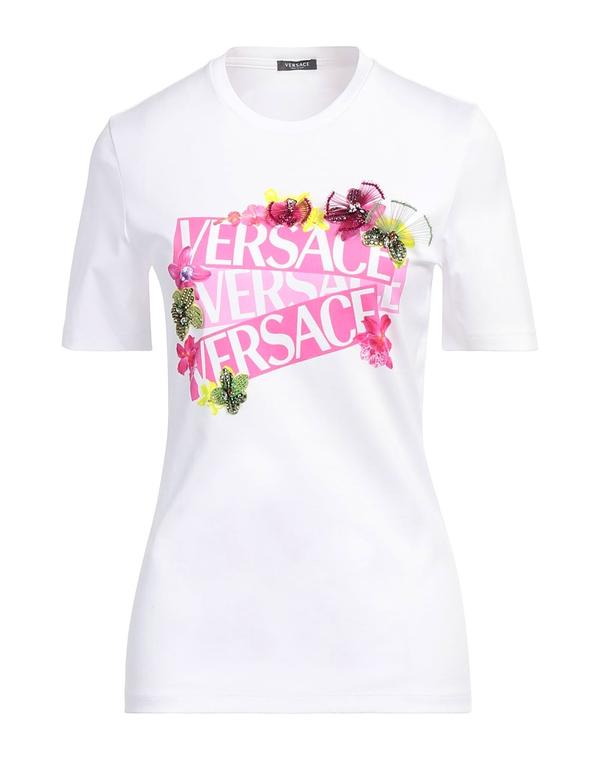 ヴェルサーチ レディース トップス ティーシャツ VERSACE Ｔシャツ White 白いこと