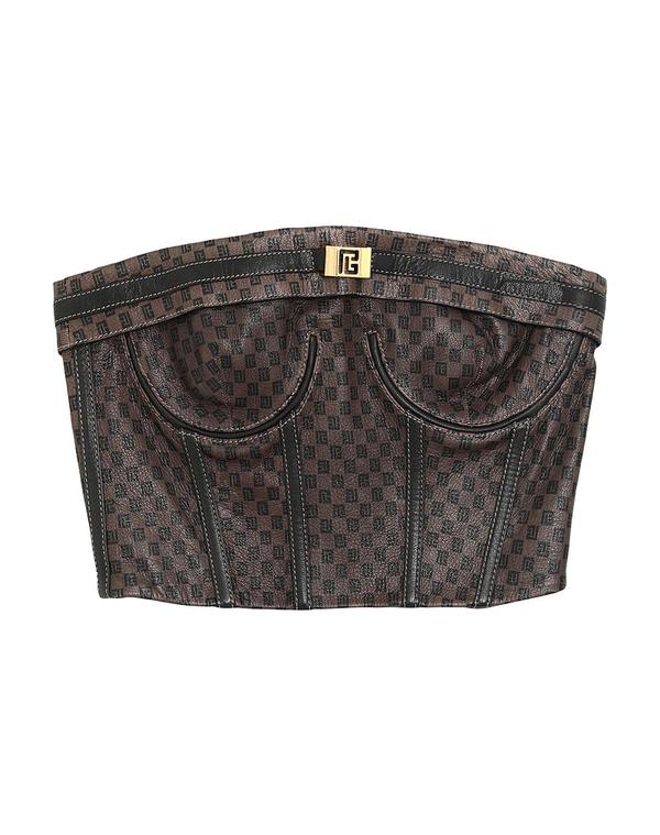 バルマン レディース トップス プルオーバー BALMAIN ビスチェ Brown 赤銅色