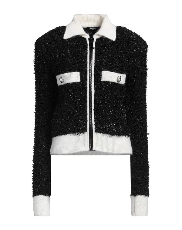 バルマン レディース アウター ジレー BALMAIN チャック付き添い人編み物 Black 黒いこと
