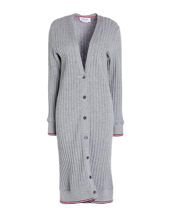 トム赤銅色 レディース アウター ジレー THOM BROWNE カシミール編み物 Gray 薄墨色
