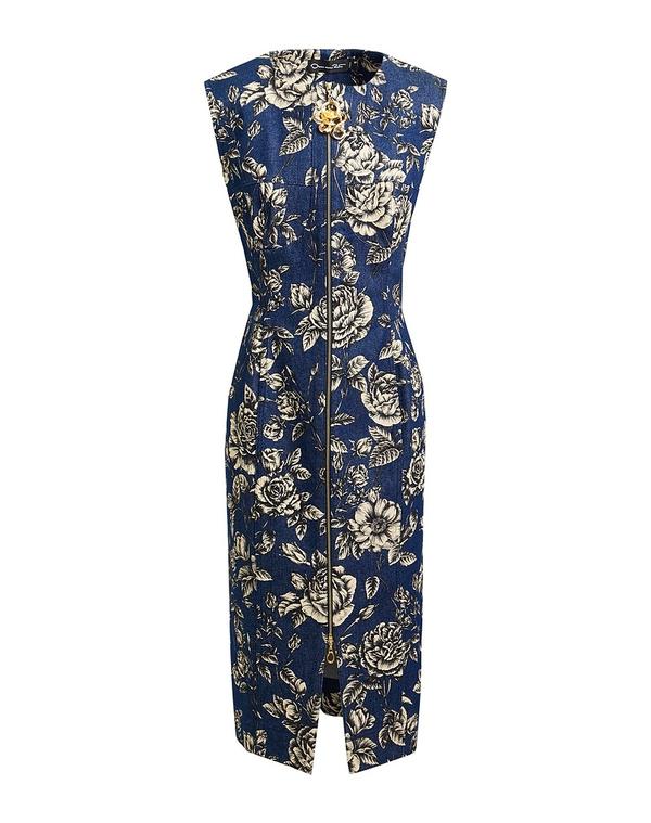オスカー デ ラ レンタ レディース トップス ワンピース OSCAR DE LA RENTA デニムドレス Blue ブルー