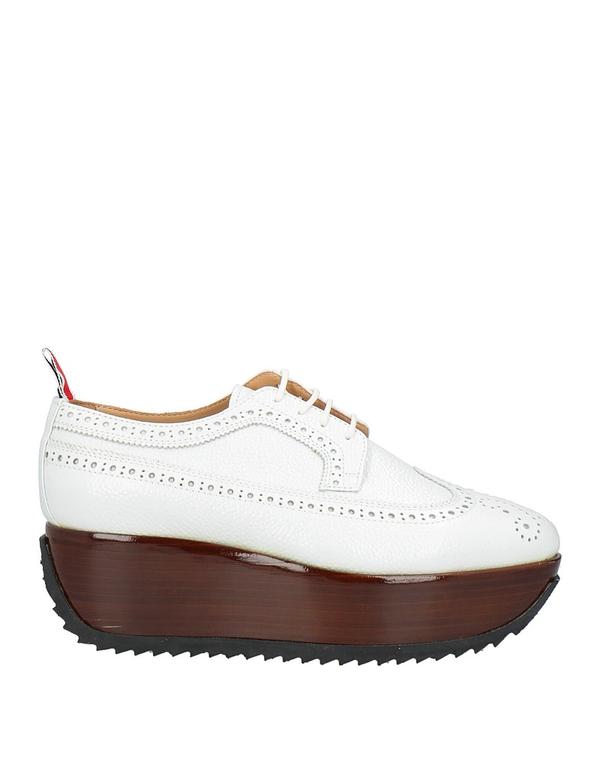 トム赤銅色 レディース シューズ パンプス THOM BROWNE レースアップシューズ White 白いこと