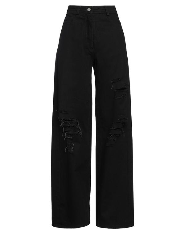 イザベル・ベネナート レディース ボトムス ジーンズズボン下 ISABEL BENENATO 太陽面爆発＆ワイドレッグ Black 黒いこと