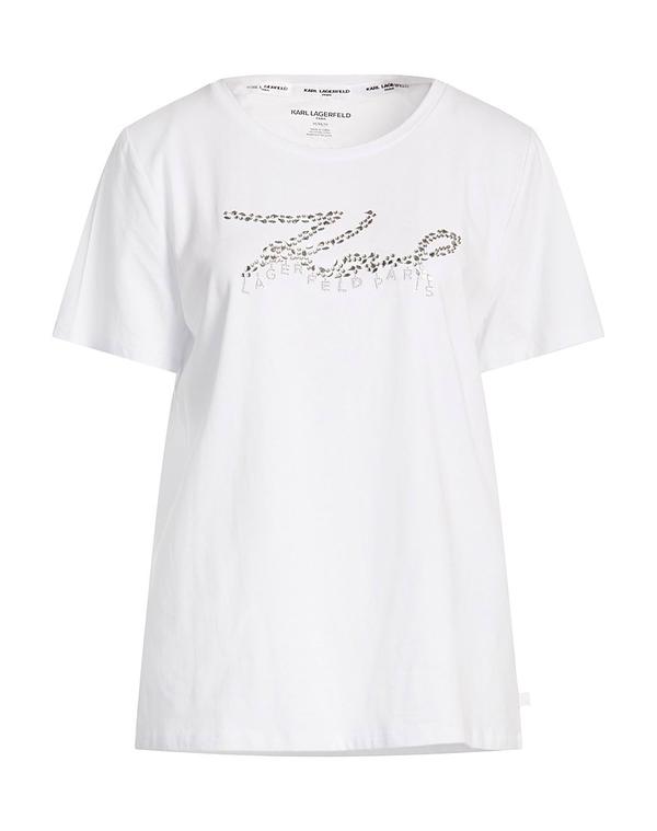 【送料無料】 カール ラガーフェルド レディース Tシャツ トップス Ｔシャツ White