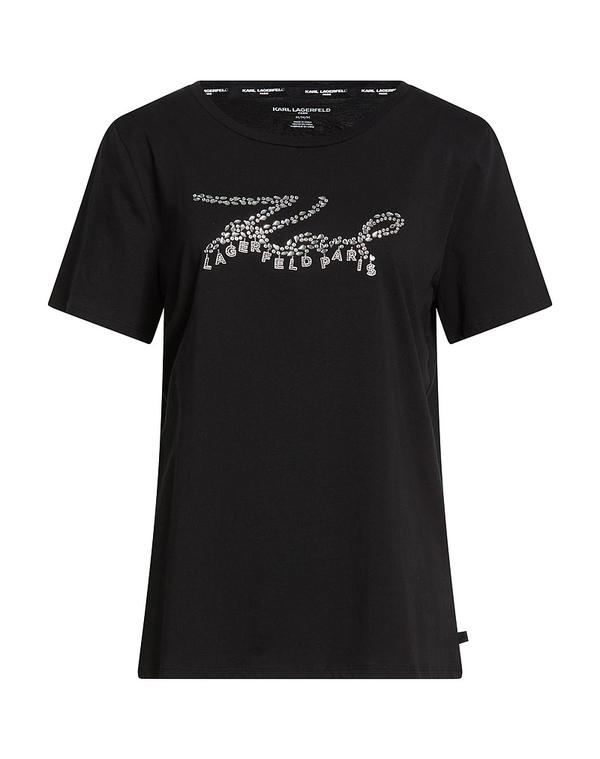 【送料無料】 カール ラガーフェルド レディース Tシャツ トップス Ｔシャツ Black