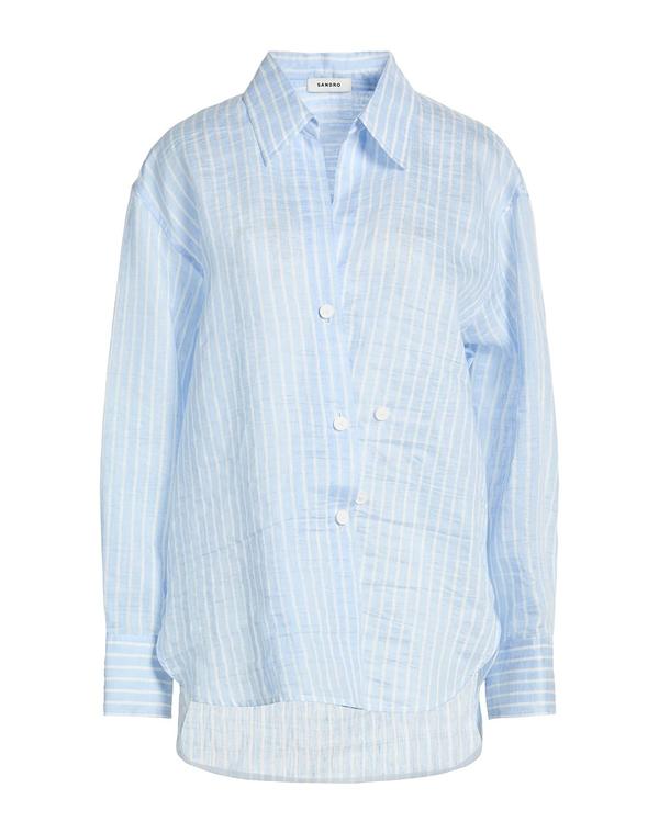 【送料無料】 サンドロ レディース シャツ トップス ストライプ柄シャツ Sky Blue