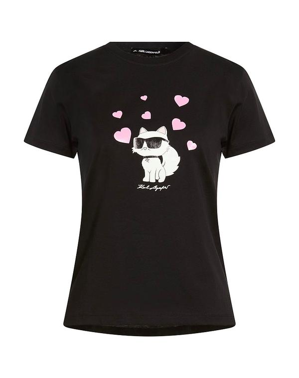 【送料無料】 カール ラガーフェルド レディース Tシャツ トップス Ｔシャツ Black