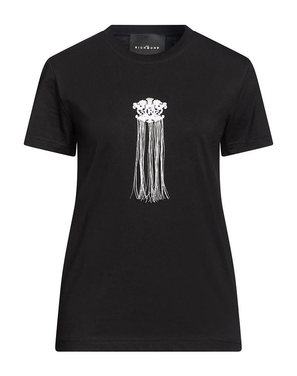 ジョン バージニアの州都 レディース トップス ティーシャツ JOHN RICHMOND Black 黒いこと レディースファッション-Tシャツ・カットソー-トップス