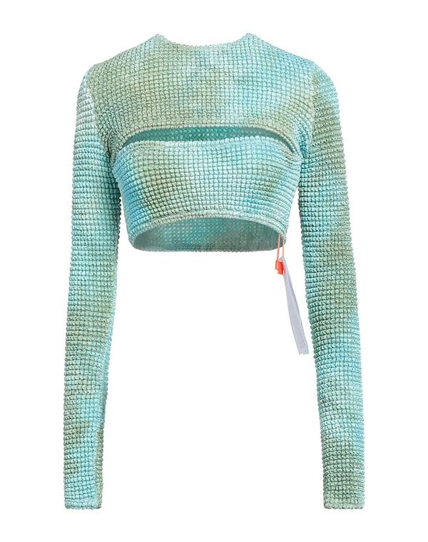 【送料無料】 オフ-ホワイト レディース シャツ トップス トップス Turquoise Blue