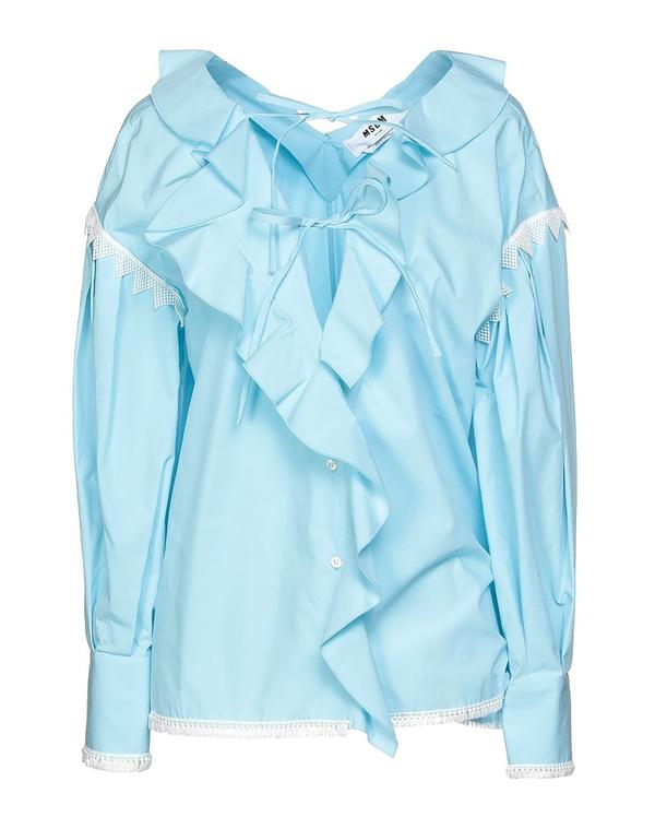 【送料無料】 エムエスジイエム レディース シャツ トップス シャツ Sky Blue