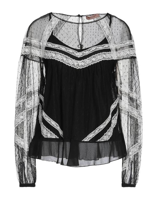 【送料無料】 ツインセット レディース シャツ トップス トップス Black