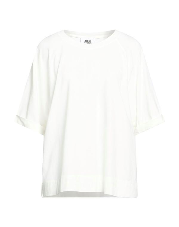 アルファス テューディオ レディース トップス Tシャツ ALPHA STUDIO White ホワイト