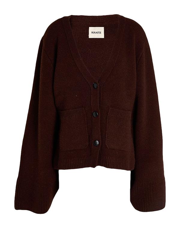紙凧 レディース アウター ジレー カシミール編み物 KHAITE Brown 赤銅色