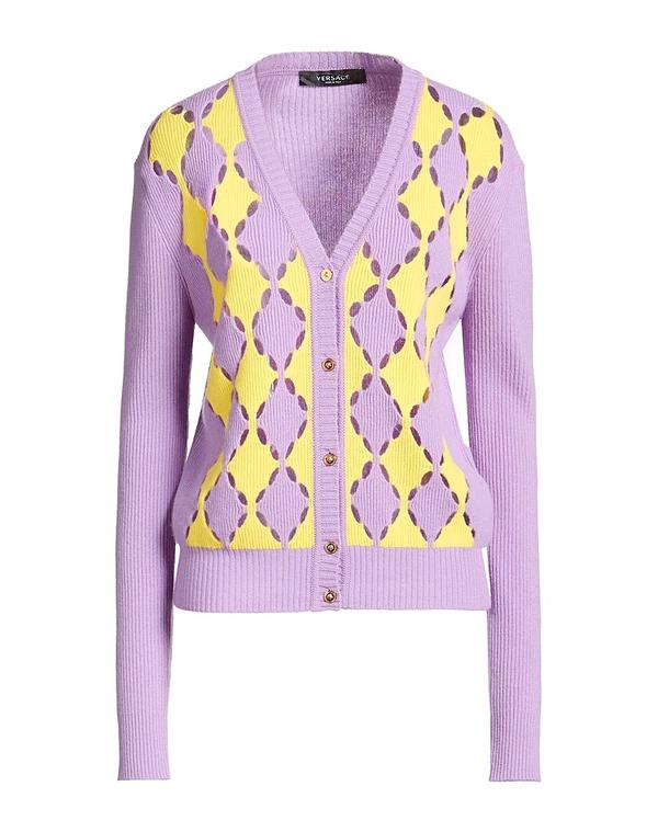 ヴェルサーチ レディース アウター ジレー カシミール編み物 VERSACE Lilac 紫はしどい