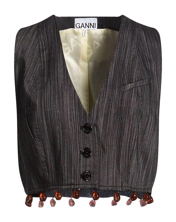 ガニー レディース トップス より良い ジレ GANNI Charcoal 濃灰色