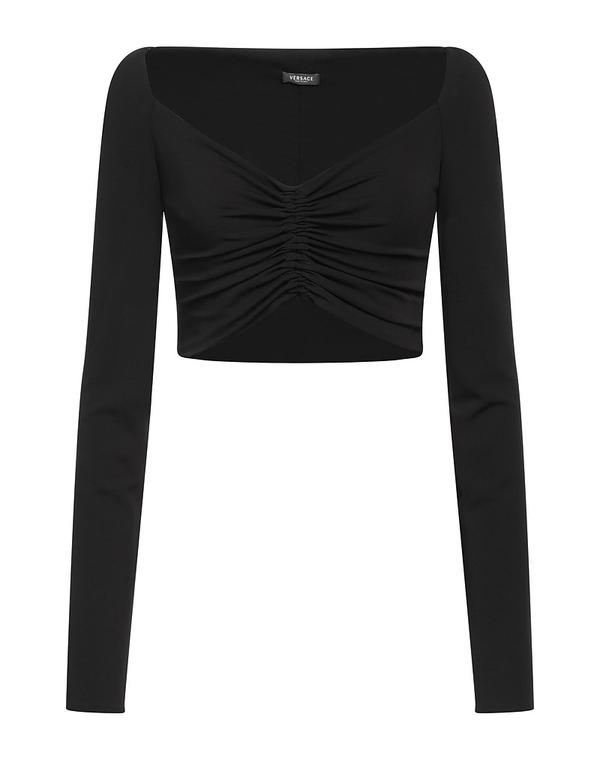 ヴェルサーチ レディース トップス ティーシャツ VERSACE Black 黒いこと トップス-シャツ・ブラウス-レディースファッション