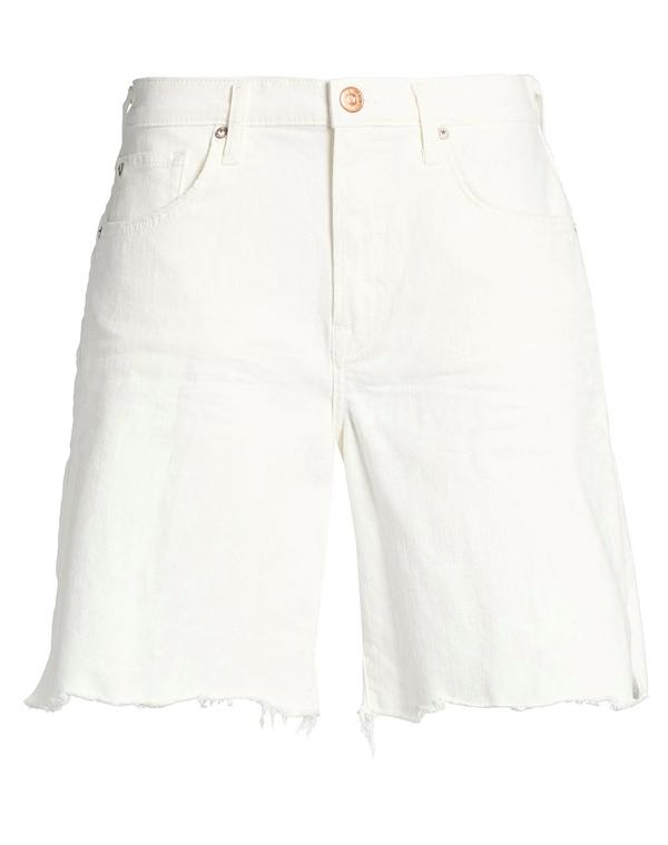 トゥルーレリジョン レディース ボトムス 二分の一ズボン下・さる股引き デニムショートパンツ TRUE RELIGION Ivory 象牙色
