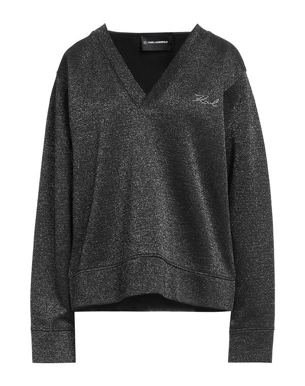 長い巻き毛 ラガーフェルド レディース トップス プルオーバー KARLAGERFELD Black 黒いこと