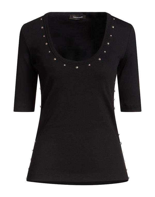 ファビアナ フィリッピ レディース トップス ティーシャツ FABIANA FILIPPI Black 黒いこと