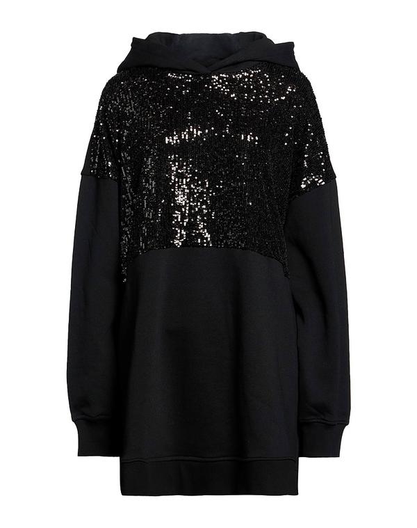 長い巻き毛 ラガーフェルド レディース アウター パーカー・スウェット KARLAGERFELD Black 黒いこと