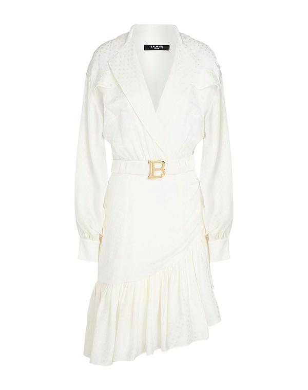 バルマン レディース ドレス ミディ丈ワンピース BALMAIN パーティドレス White ホワイト 154,900円