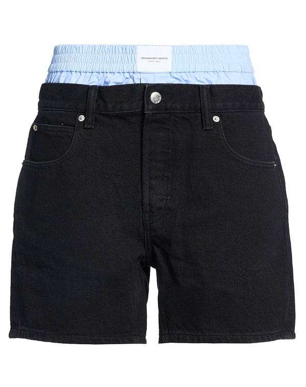 アレキサンダーワン レディース ボトムス 二分の一ズボン下・さる股引き デニムショートパンツ ALEXANDER WANG Black 黒いこと