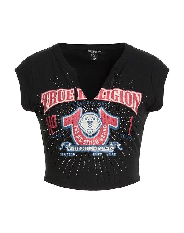 トゥルーレリジョン レディース トップス ティーシャツ TRUE RELIGION Black 黒いこと