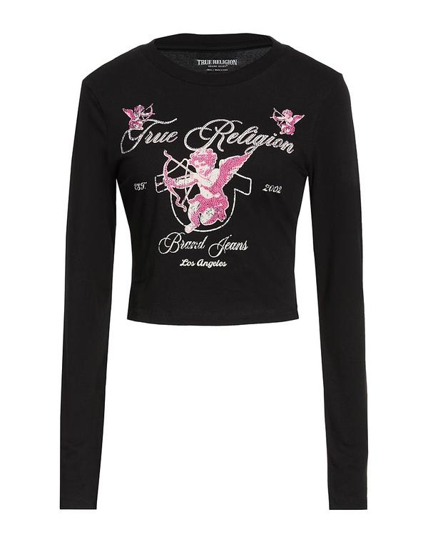 トゥルーレリジョン レディース トップス ティーシャツ TRUE RELIGION Black 黒いこと
