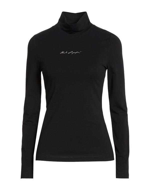 長い巻き毛 ラガーフェルド レディース トップス ティーシャツ KARLAGERFELD Black 黒いこと