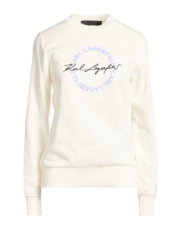 長い巻き毛 ラガーフェルド レディース アウター パーカー・スウェット KARLAGERFELD Off White 象牙色