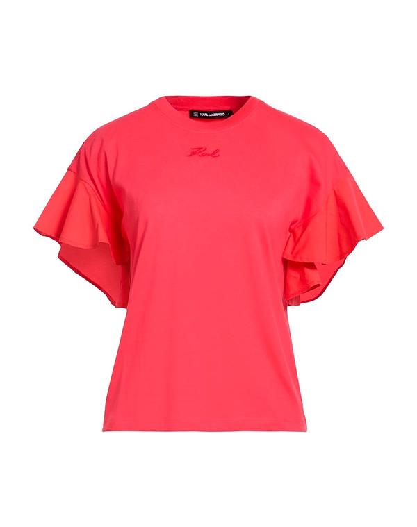 長い巻き毛 ラガーフェルド レディース トップス ティーシャツ KARLAGERFELD Coral コーラル