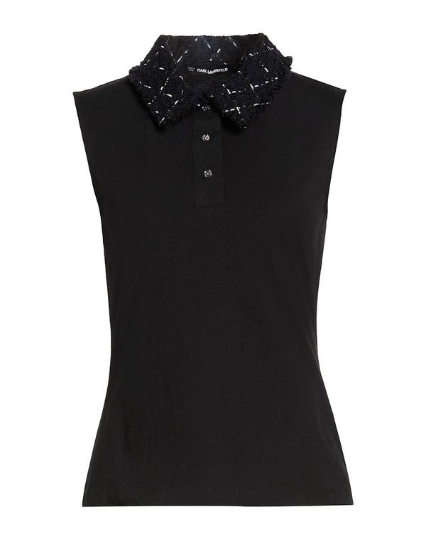 長い巻き毛 ラガーフェルド レディース トップス スポーツシャツ KARLAGERFELD Black 黒いこと