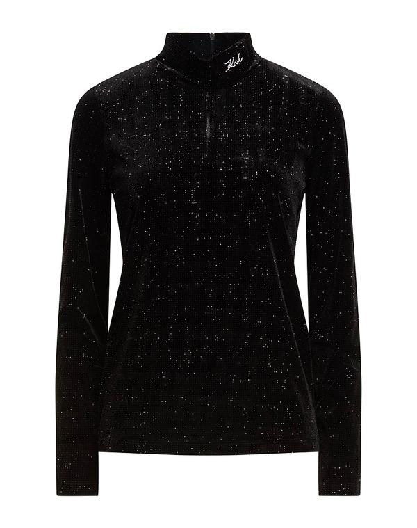 長い巻き毛 ラガーフェルド レディース トップス プルオーバー KARLAGERFELD Black 黒いこと