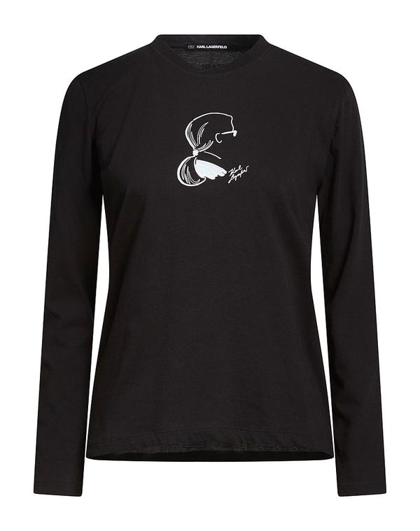 長い巻き毛 ラガーフェルド レディース トップス プルオーバー KARLAGERFELD Black 黒いこと
